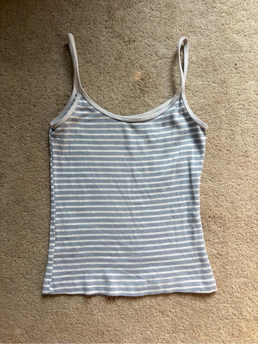 Brandy Melville Light Gray and White Striped Spaghetti Strap Cami